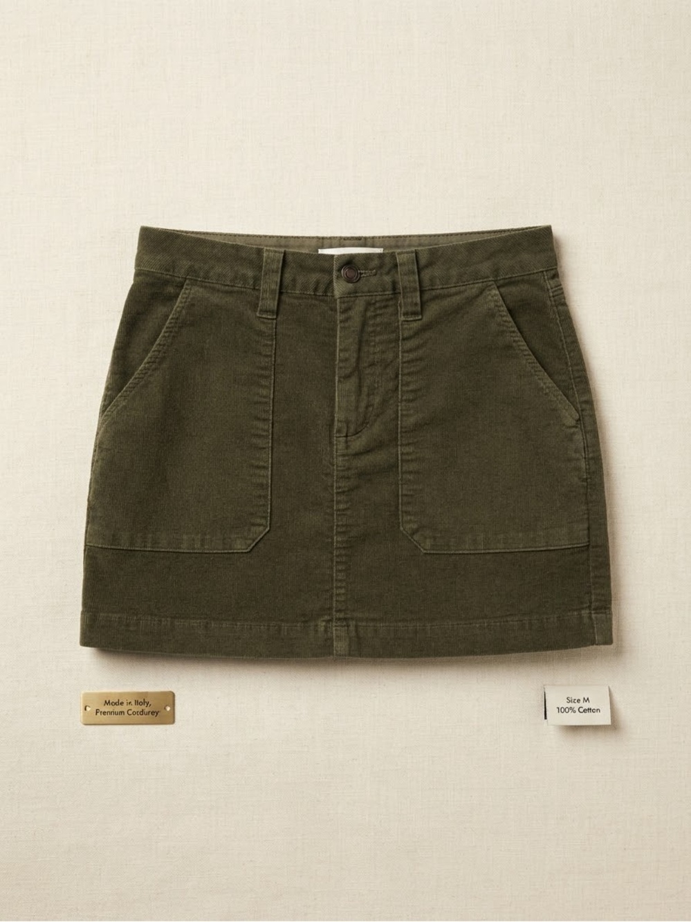 Sanctuary Olive Green Corduroy A-Line Mini Skirt Women’s Size 28